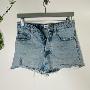 Zara Cutoff Jean Denim Shorts Button Fly